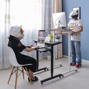 Dual Desktop Hand-Cranked Lifting Stand Office Computer Desk, Style:With Reinforcing Bar(Pure White)