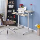 Dual Desktop Hand-Cranked Lifting Stand Office Computer Desk, Style:With Reinforcing Bar(White Maple)