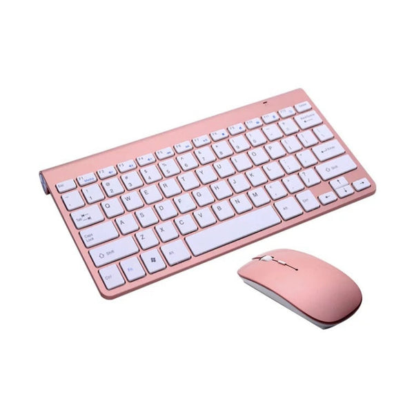 USB External Notebook Desktop Computer Universal Mini Wireless Keyboard Mouse, Style:Keyboard and Mouse Set(Rose Gold )