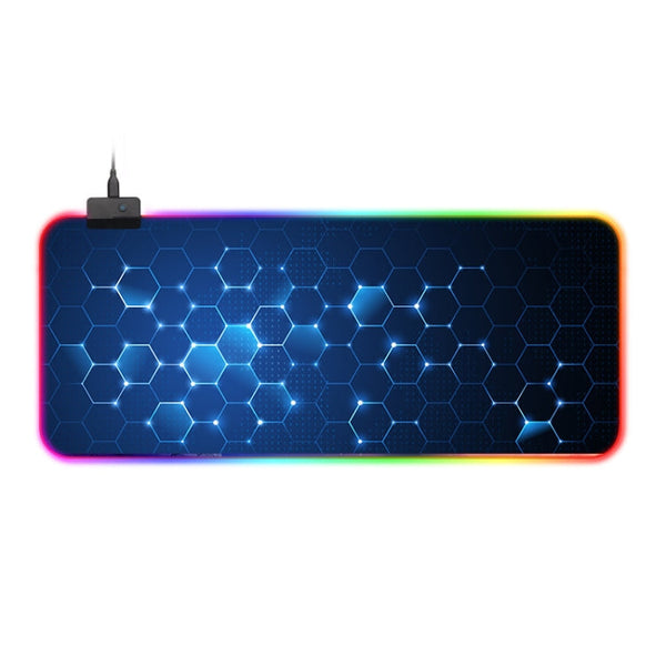 Rubber Gaming Waterproof RGB Luminous Mouse Pad with 14 Kinds of Lighting Effects, Size: 800 x 300 x 4mm(Honeycomb)