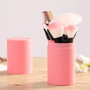 12Pcs/Sets Makeup Brushes Tool Eye Shadow Foundation Eyebrow Lip Brush cosmetics Leather Cup Holder Case Kit(Pink)
