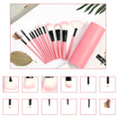 12Pcs/Sets Makeup Brushes Tool Eye Shadow Foundation Eyebrow Lip Brush cosmetics Leather Cup Holder Case Kit(Pink)