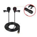 Wired Lavalier Microphone Condenser Double Head Microphone Two People Live Mobile Phone K Song Microphone, Specification: 515PU Bag(Black)