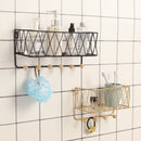 Wall Hook Rack Home Wall Decoration Creative Multifunctional Partition Wrought Iron Rack, Size:Large(Black)