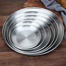 2 PCS Stainless Steel Thickened Round Plate Cafe Tray Fruit Cake Plate Bone Plate Dish Shallow Plate, Diameter:14cm, Style:Brushed Matte Silver