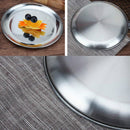 2 PCS Stainless Steel Thickened Round Plate Cafe Tray Fruit Cake Plate Bone Plate Dish Shallow Plate, Diameter:14cm, Style:Brushed Matte Silver
