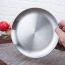 2 PCS Stainless Steel Thickened Round Plate Cafe Tray Fruit Cake Plate Bone Plate Dish Shallow Plate, Diameter:14cm, Style:Brushed Matte Silver