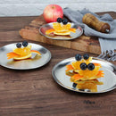 2 PCS Stainless Steel Thickened Round Plate Cafe Tray Fruit Cake Plate Bone Plate Dish Shallow Plate, Diameter:14cm, Style:Brushed Matte Silver