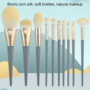 10 PCS / Set Makeup Brush Corn Silk Fiber Hair Loose Powder Brush Face And Eye Makeup Brush, Style:With Pink Cylinder