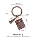 Coin Purse Bracelet Keychain PU Tassel Leather Crocodile Pattern Card Bag(Green)