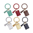 Coin Purse Bracelet Keychain PU Tassel Leather Crocodile Pattern Card Bag(Golden )