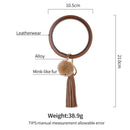 2 PCS Fringed Bracelet Keychain Circle Anti-Lost PU Leather Hairball Bracelet Keyring Pendant( Green)