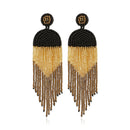 Ethnic Earrings Handmade Beaded Bohemian Tassel Earrings, Colour: Black E68671