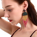 Ethnic Earrings Handmade Beaded Bohemian Tassel Earrings, Colour: Black E68671