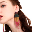 Ethnic Earrings Handmade Beaded Bohemian Tassel Earrings, Colour: Black E68671