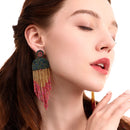 Ethnic Earrings Handmade Beaded Bohemian Tassel Earrings, Colour: Black E68671