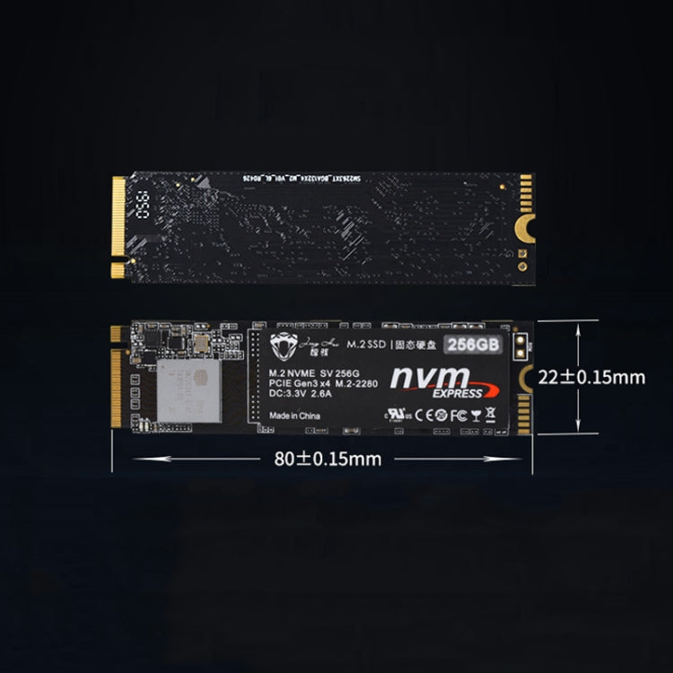 JingHai M.2 Interface Solid State Drive PCIe NVMe High-Speed SSD Notebook Desktop SSD, Capacity:256GB