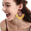 Bohemian Tassel Earrings Female Ethnic Style Rice Bead Earrings(Red)