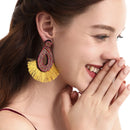 Bohemian Tassel Earrings Female Ethnic Style Rice Bead Earrings(Red)