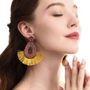 Bohemian Tassel Earrings Female Ethnic Style Rice Bead Earrings(Red)