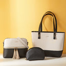 3 in 1 Fashion Simple Lady Diagonal Large Capacity Handbag Letter Bag(Purple+ Black)