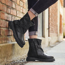 Leather Martin Boots Female Autumn And Winter Middle Tube Retro Leather Boots, Size: 39(Brown Plus Velvet)