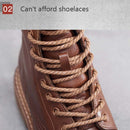 Leather Shoes Women Martin Boots Top Layer Cowhide Boots, Size: 39(Brown Plus Thin Velvet)