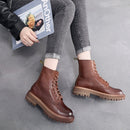 Leather Shoes Women Martin Boots Top Layer Cowhide Boots, Size: 39(Brown)
