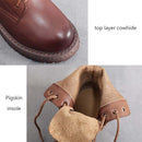 Leather Shoes Women Martin Boots Top Layer Cowhide Boots, Size: 40(Brown)