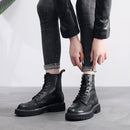 Leather Shoes Women Martin Boots Top Layer Cowhide Boots, Size: 40(Brown Plus Thin Velvet)