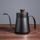 Stainless Steel Hand Punch Pot Hanging Ear Pot Coffee Pot Thickened Mini Pot Teflon Thin Mouth Pot, Style: With Lid