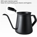 Stainless Steel Hand Punch Pot Hanging Ear Pot Coffee Pot Thickened Mini Pot Teflon Thin Mouth Pot, Style: With Lid