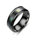 6 PCS Smart Temperature Ring Stainless Steel Personalized Temperature Display Couple Ring, Size: 9(Black)