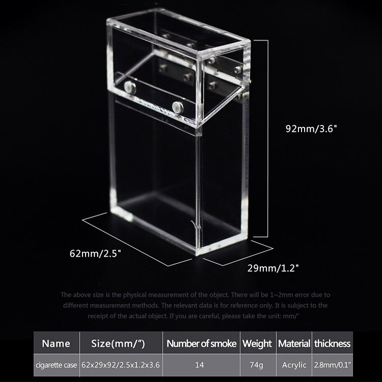 Acrylic Transparent Cigarette Case Thickened Portable Lighter Cigarette Case Bag