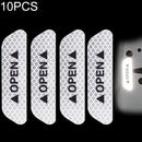 10 PCS OPEN Reflective Tape Warning Mark Bicycle Accessories Car Door Stickers(White)