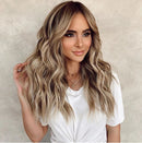 Female Mid-point Gradual Long Curly Hair Wig Chemical Fiber Headgear(Photo Color)