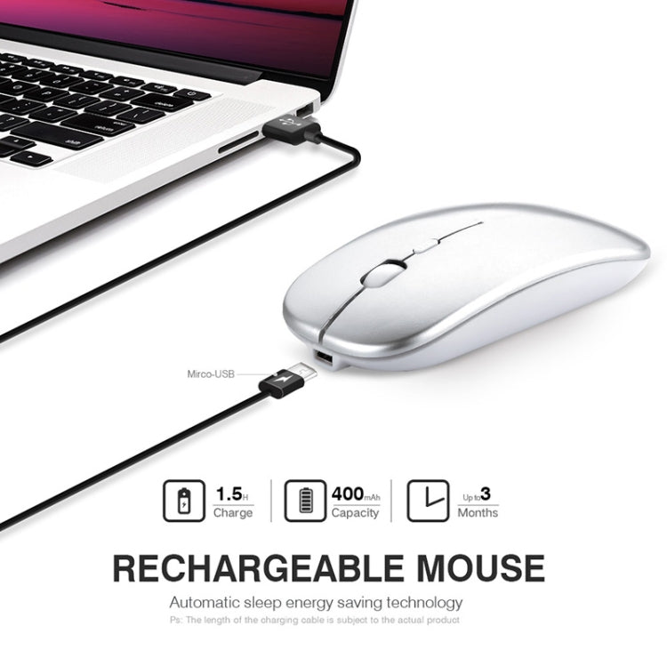 Inphic PM1 Office Mute Wireless Laptop Mouse, Style:Battery Display(Metallic Gray)