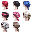 2 PCS TJM-226 Ladies Satin Print Ribbon Bow Turban Hat Night Cap Silk Chemotherapy Hat Long Tail Braid Hat(Red Wine)