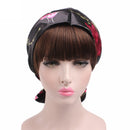 2 PCS TJM-226 Ladies Satin Print Ribbon Bow Turban Hat Night Cap Silk Chemotherapy Hat Long Tail Braid Hat(Red Wine)