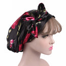 2 PCS TJM-226 Ladies Satin Print Ribbon Bow Turban Hat Night Cap Silk Chemotherapy Hat Long Tail Braid Hat(Red Wine)