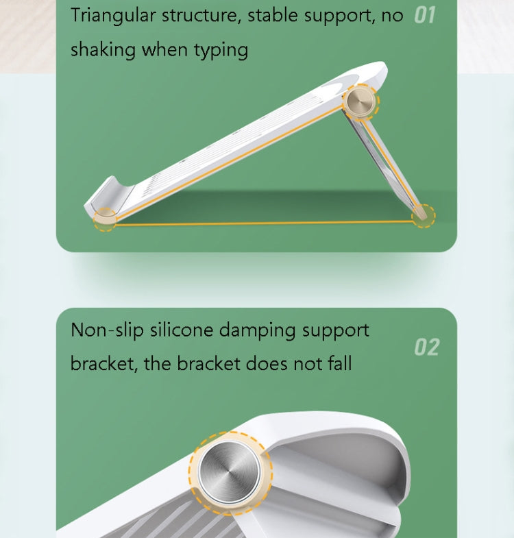 D1601 Laptop Support Folding Heightening Lifting Plate Cooling Bracket(White)