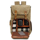 Batik Canvas Waterproof Photography Bag Outdoor Wear-resistant Large Camera Photo Backpack Men for Nikon / Canon / Sony / Fujifilm(Army Green)