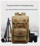 Batik Canvas Waterproof Photography Bag Outdoor Wear-resistant Large Camera Photo Backpack Men for Nikon / Canon / Sony / Fujifilm(Army Green)