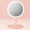 Make-Up Mirror With LED Light Fill Light Dormitory Desktop Dressing Small Mirror Girl Folding And Portable Mirror, Colour: Plug-in Pink Single Light