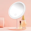 Make-Up Mirror With LED Light Fill Light Dormitory Desktop Dressing Small Mirror Girl Folding And Portable Mirror, Colour: Plug-in Pink Single Light