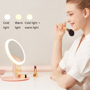 Make-Up Mirror With LED Light Fill Light Dormitory Desktop Dressing Small Mirror Girl Folding And Portable Mirror, Colour: Plug-in White Single Light