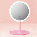 Make-Up Mirror With LED Light Fill Light Dormitory Desktop Dressing Small Mirror Girl Folding And Portable Mirror, Colour: Pink Rechargeable Single Light