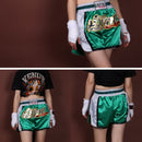 ANOTHERBOXER Muay Thai Fighting Pants Wushu Sanda Sports Training Shorts For Men And Women, Size: S(36 Green + Side Gray)