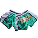 ANOTHERBOXER Muay Thai Fighting Pants Wushu Sanda Sports Training Shorts For Men And Women, Size: M(36 Green + Side Gray)