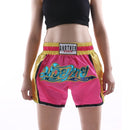 ANOTHERBOXER Muay Thai Fighting Pants Wushu Sanda Sports Training Shorts For Men And Women, Size: XL(No. 33 Pink + Side Yellow)